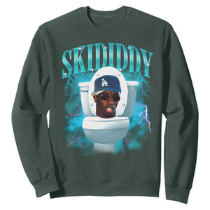 Funny Diddy Sweatshirt Diddy Skibidi Toilet Bootleg Meme TS10 Dark Forest Green Print Your Wear