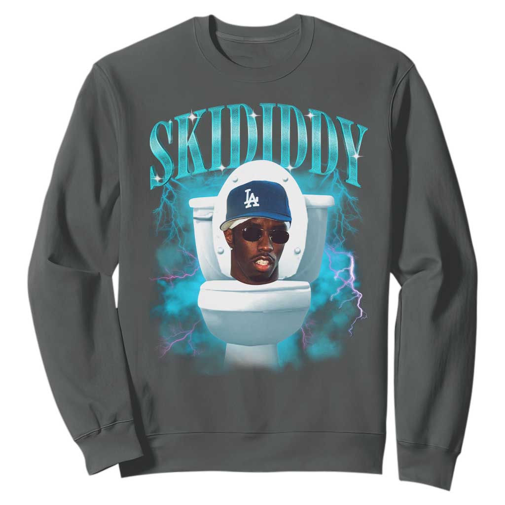 Funny Diddy Sweatshirt Diddy Skibidi Toilet Bootleg Meme TS10 Dark Heather Print Your Wear