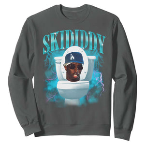 Funny Diddy Sweatshirt Diddy Skibidi Toilet Bootleg Meme TS10 Dark Heather Print Your Wear