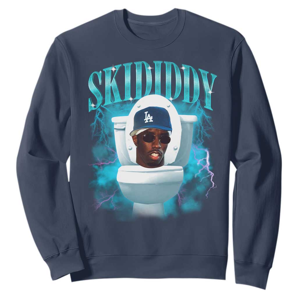 Funny Diddy Sweatshirt Diddy Skibidi Toilet Bootleg Meme TS10 Navy Print Your Wear