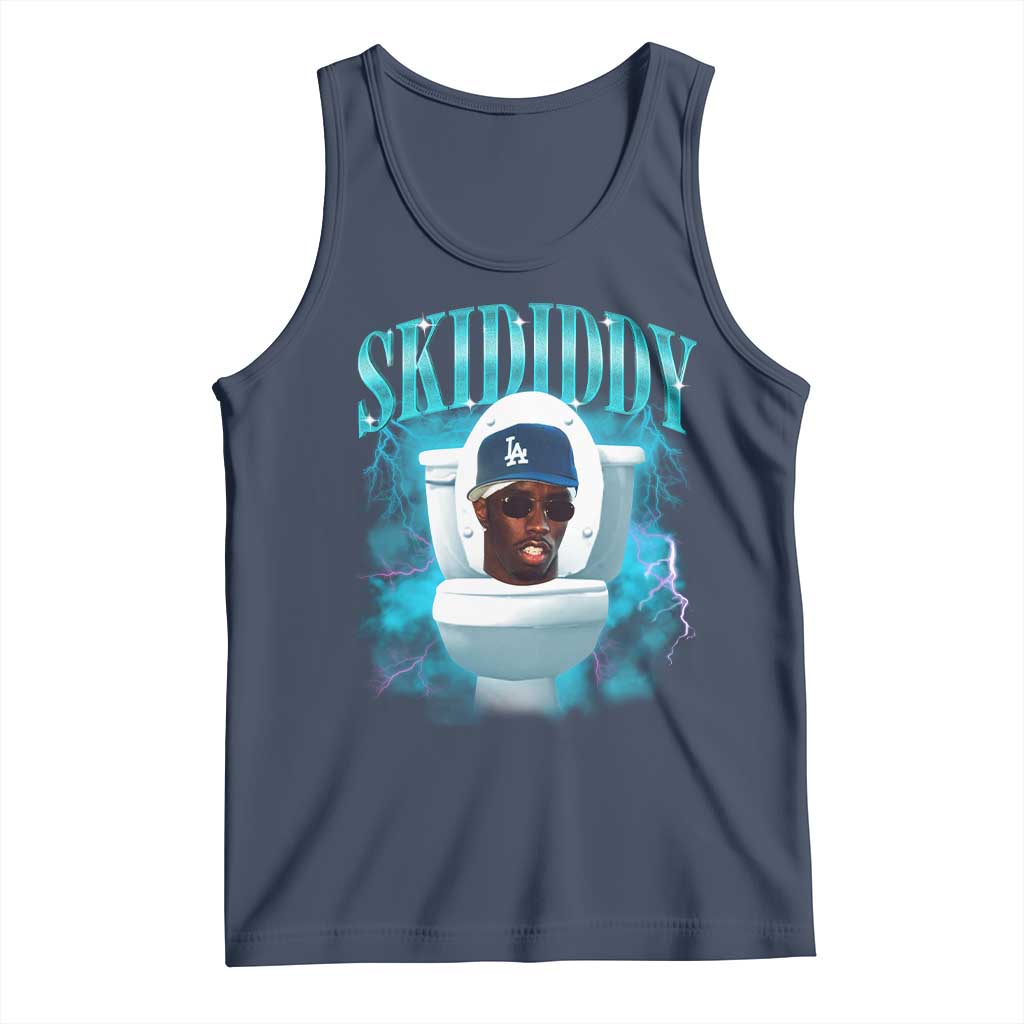 Funny Diddy Tank Top Diddy Skibidi Toilet Bootleg Meme TS10 Navy Print Your Wear