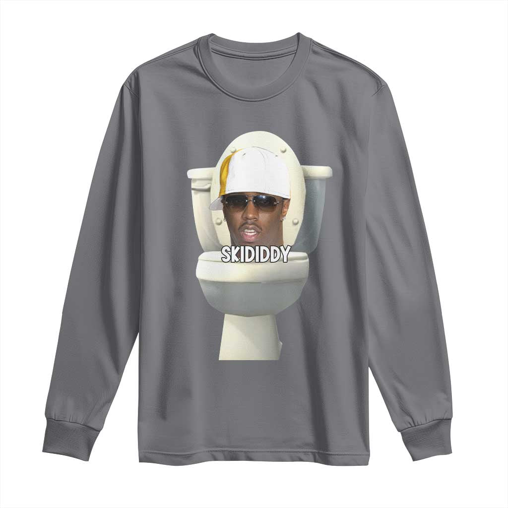 Funny Diddy Long Sleeve Shirt Diddy Skibidi Toilet Meme TS10 Charcoal Print Your Wear