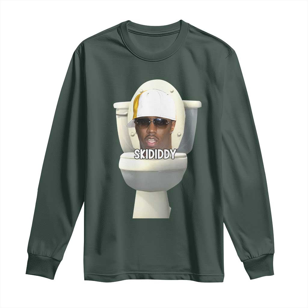 Funny Diddy Long Sleeve Shirt Diddy Skibidi Toilet Meme TS10 Dark Forest Green Print Your Wear