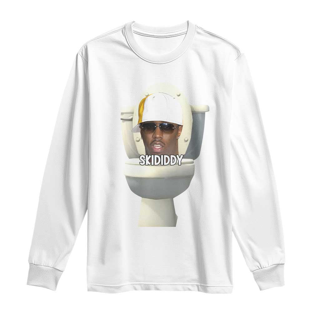 Funny Diddy Long Sleeve Shirt Diddy Skibidi Toilet Meme TS10 White Print Your Wear