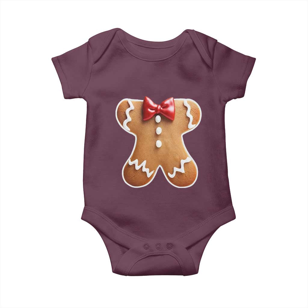 Gingerbread Man Baby Onesie Christmas Cookie Costume TS10 Maroon Print Your Wear