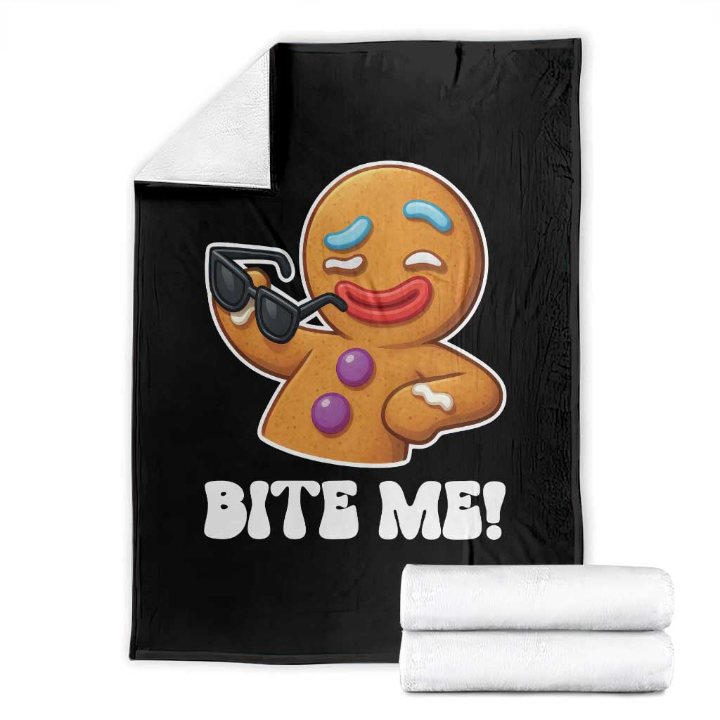Funny Xmas Gingerbread Man Throw Blanket Funny Sexy Cookie Bite Me TS10 Black Print Your Wear