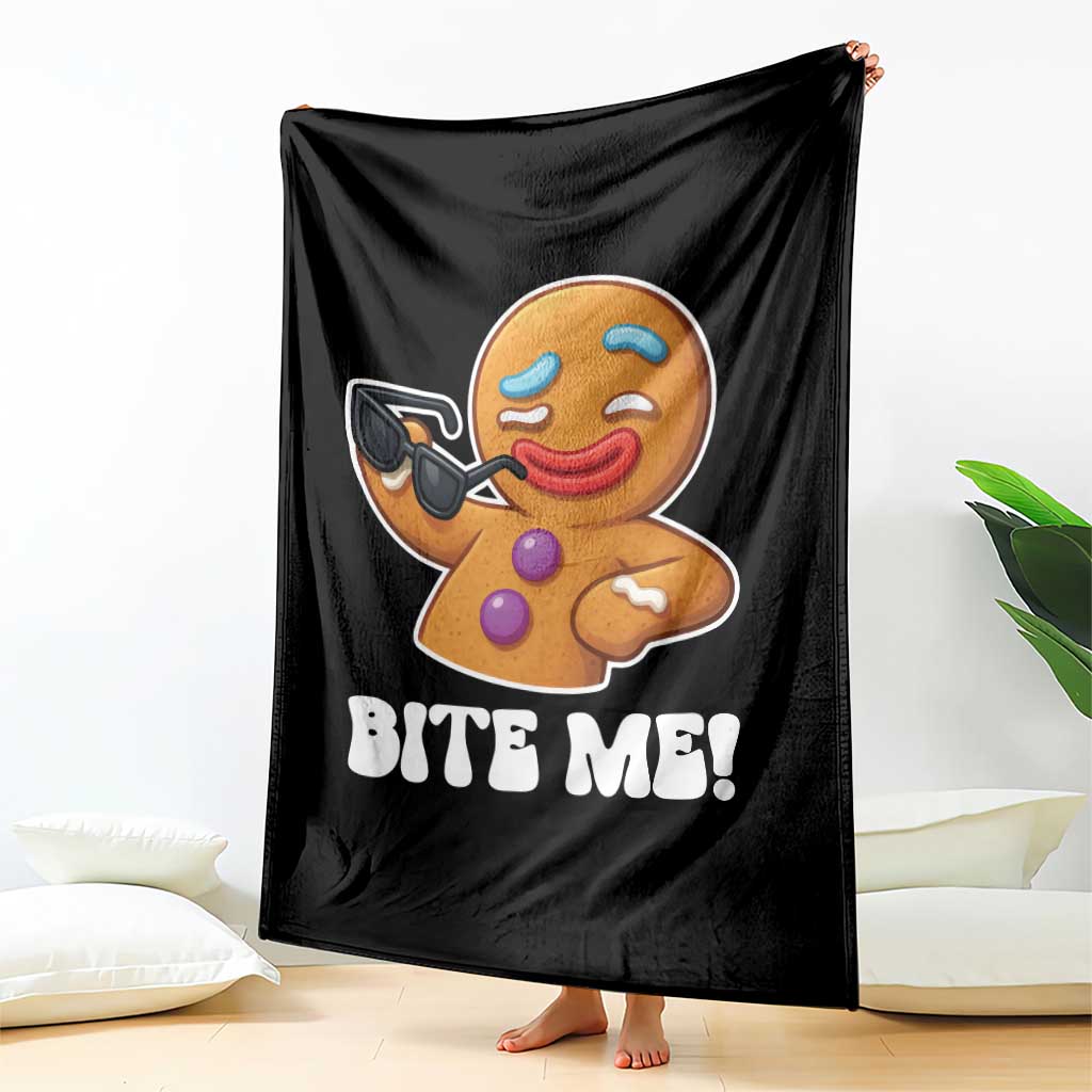 Funny Xmas Gingerbread Man Throw Blanket Funny Sexy Cookie Bite Me TS10 Print Your Wear
