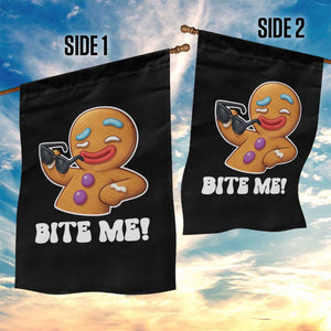 Funny Xmas Gingerbread Man Garden Flag Funny Sexy Cookie Bite Me TS10 Print Your Wear