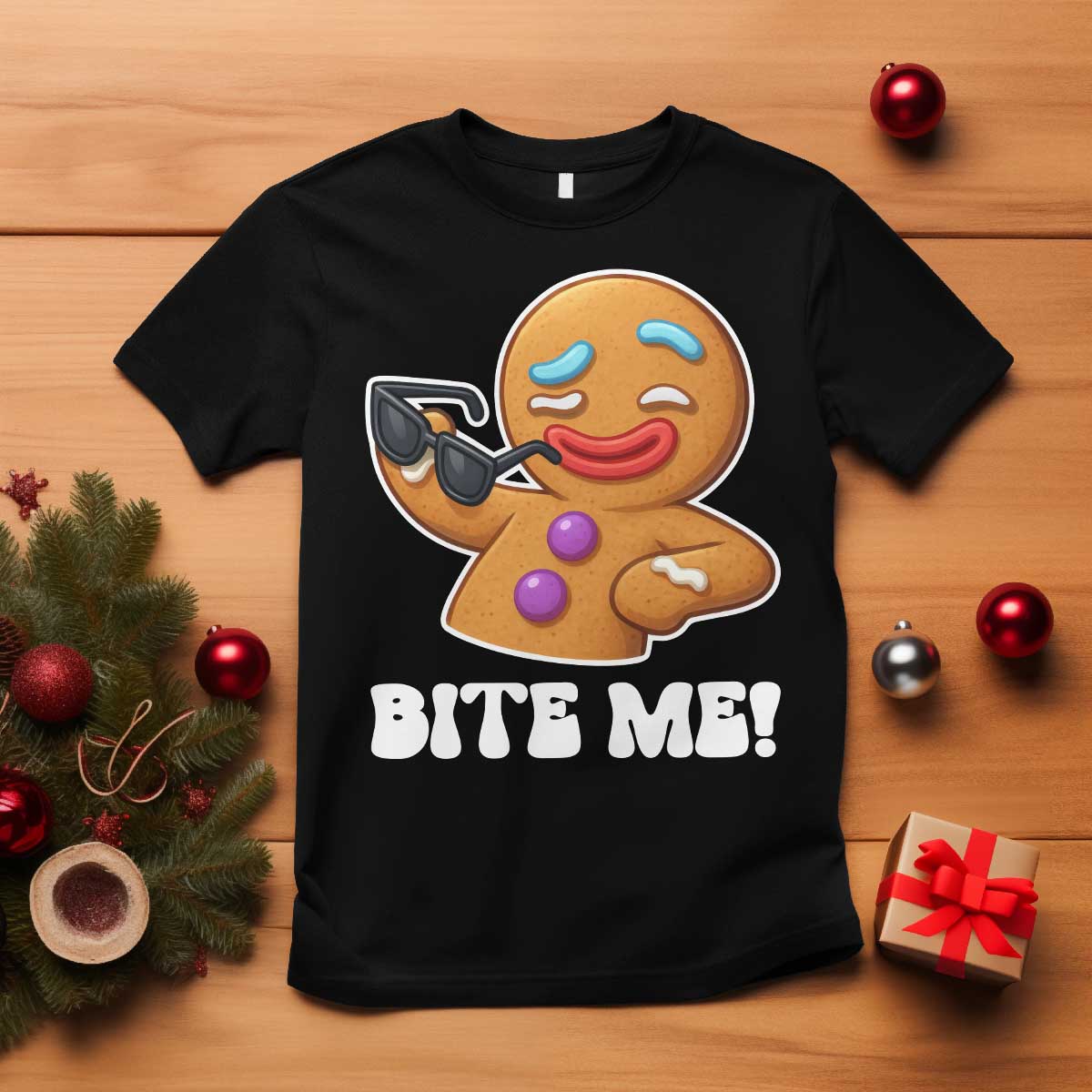 Funny Xmas Gingerbread Man T Shirt Funny Sexy Cookie Bite Me TS10 Black Print Your Wear