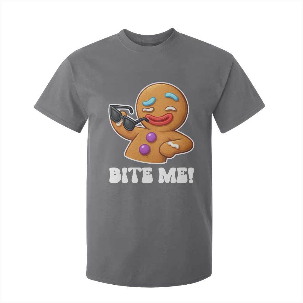 Funny Xmas Gingerbread Man T Shirt For Kid Funny Sexy Cookie Bite Me TS10 Charcoal Print Your Wear
