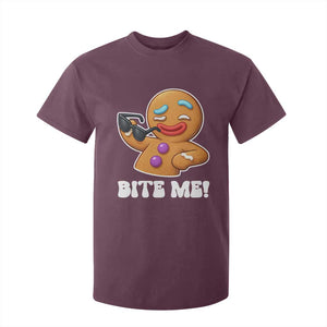 Funny Xmas Gingerbread Man T Shirt For Kid Funny Sexy Cookie Bite Me TS10 Maroon Print Your Wear