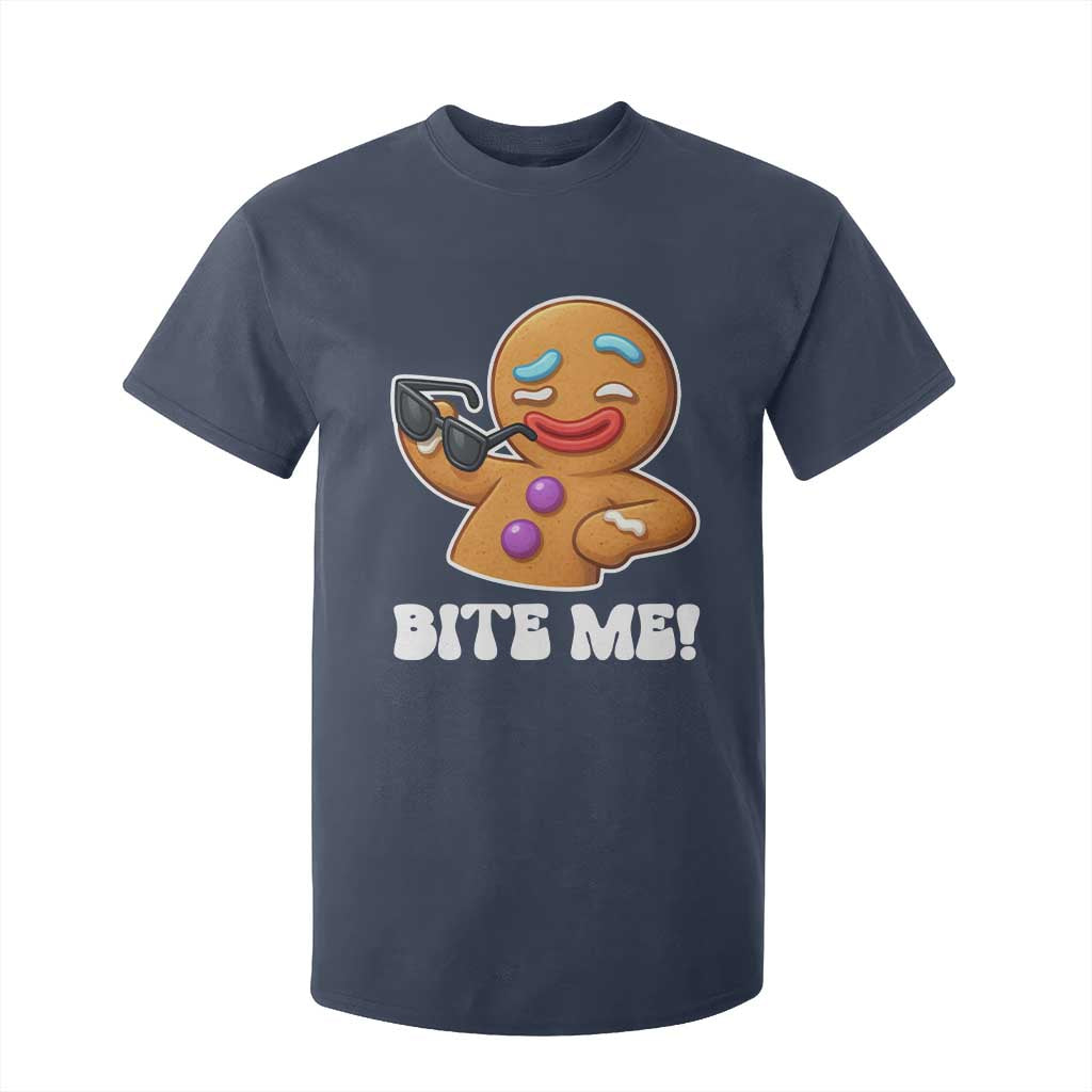 Funny Xmas Gingerbread Man T Shirt For Kid Funny Sexy Cookie Bite Me TS10 Navy Print Your Wear