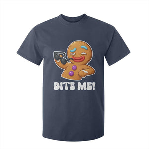 Funny Xmas Gingerbread Man T Shirt For Kid Funny Sexy Cookie Bite Me TS10 Navy Print Your Wear