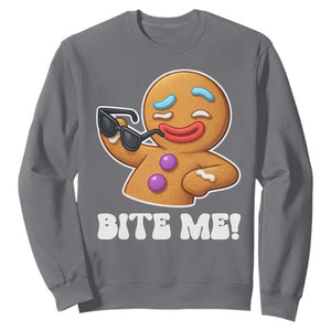 Funny Xmas Gingerbread Man Sweatshirt Funny Sexy Cookie Bite Me TS10 Charcoal Print Your Wear