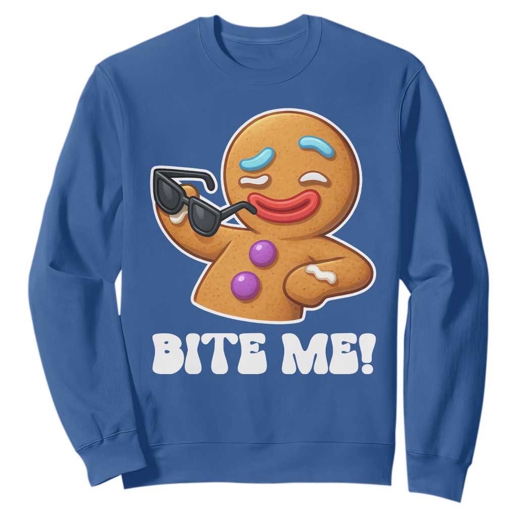 Funny Xmas Gingerbread Man Sweatshirt Funny Sexy Cookie Bite Me TS10 Royal Blue Print Your Wear