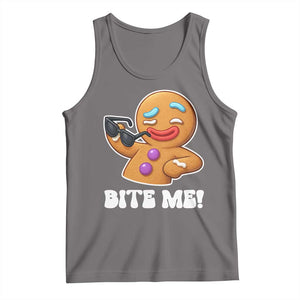 Funny Xmas Gingerbread Man Tank Top Funny Sexy Cookie Bite Me TS10 Deep Heather Print Your Wear