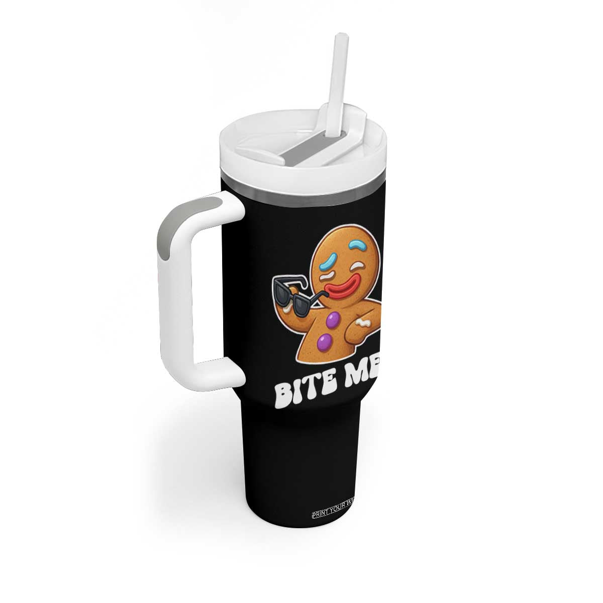 Funny Xmas Gingerbread Man Tumbler With Handle Funny Sexy Cookie Bite Me TS10 Print Your Wear