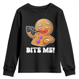Funny Xmas Gingerbread Man Youth Sweatshirt Funny Sexy Cookie Bite Me TS10 Black Print Your Wear