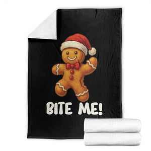 Funny Xmas Gingerbread Man Throw Blanket Cookie Bite Me TS10 Black Print Your Wear