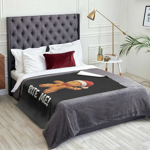 Funny Xmas Gingerbread Man Throw Blanket Cookie Bite Me TS10 Print Your Wear