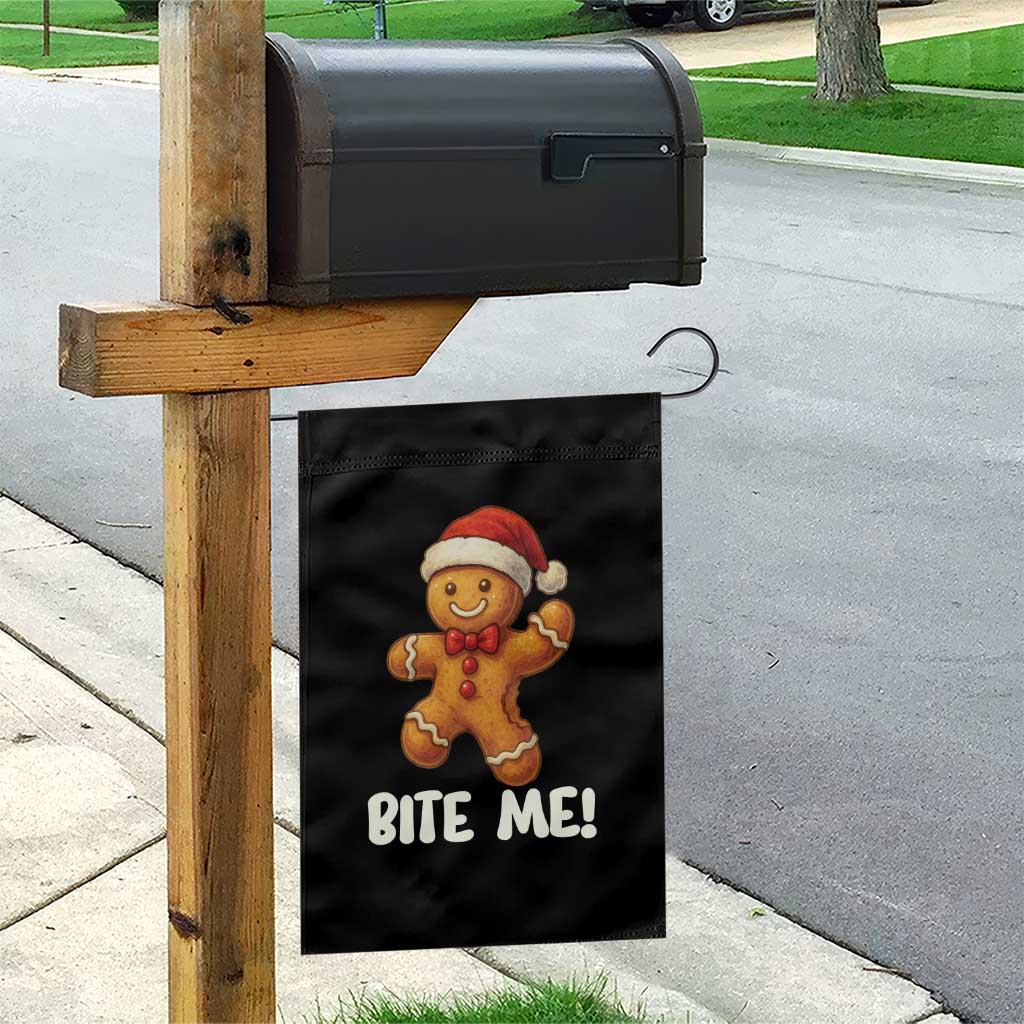Funny Xmas Gingerbread Man Garden Flag Cookie Bite Me TS10 Print Your Wear