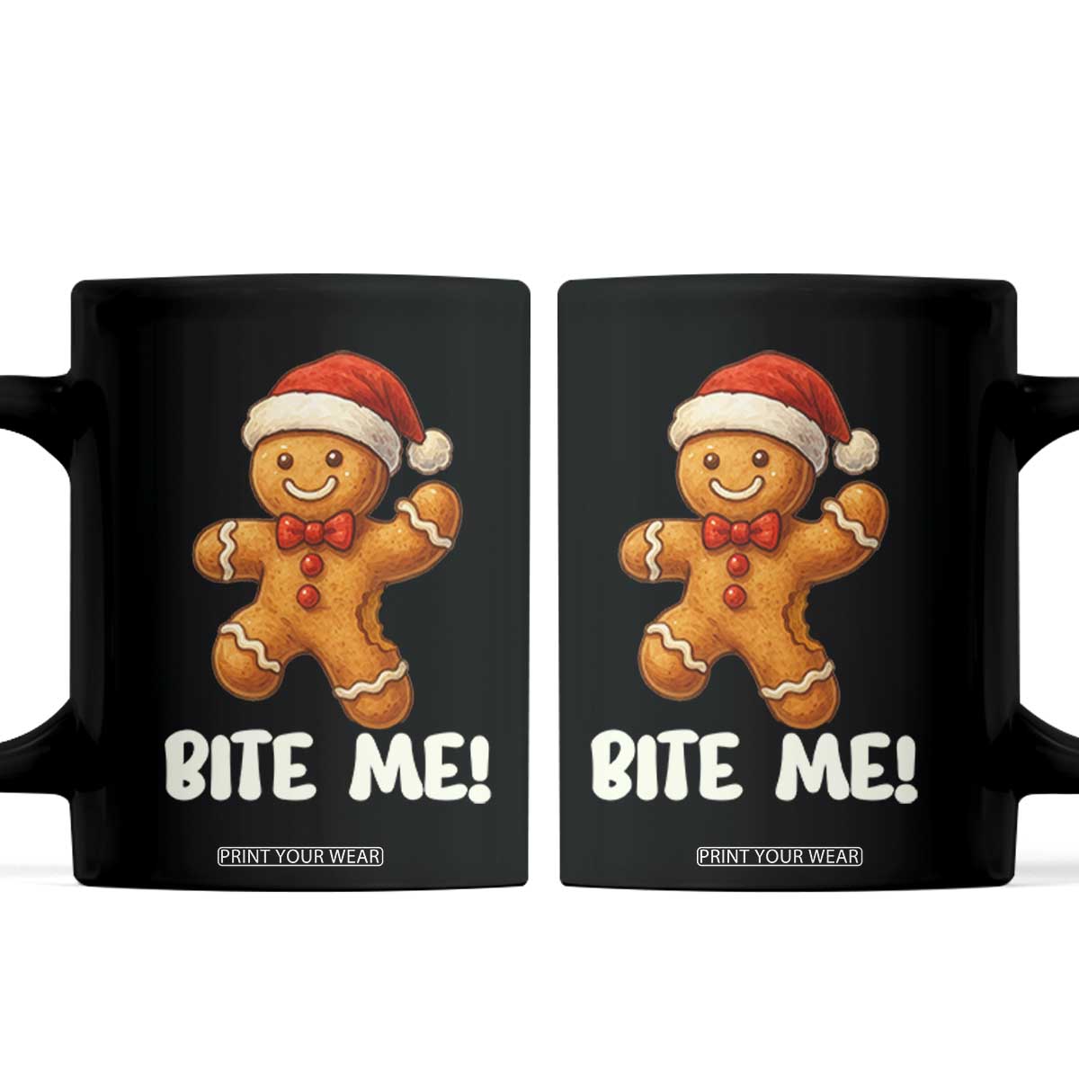 Funny Xmas Gingerbread Man Coffee Mug Cookie Bite Me TS10 Black Print Your Wear