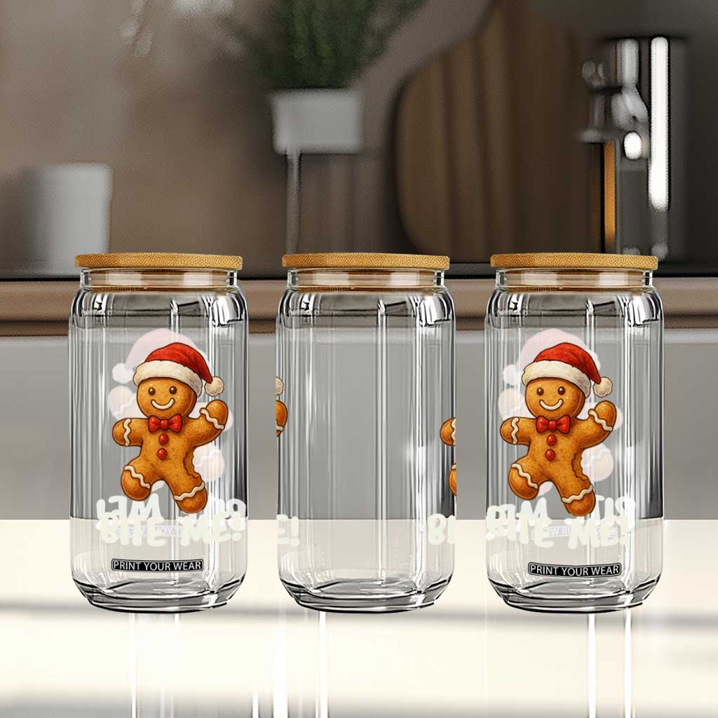 Funny Xmas Gingerbread Man Glass Can Cookie Bite Me TS10 Print Your Wear