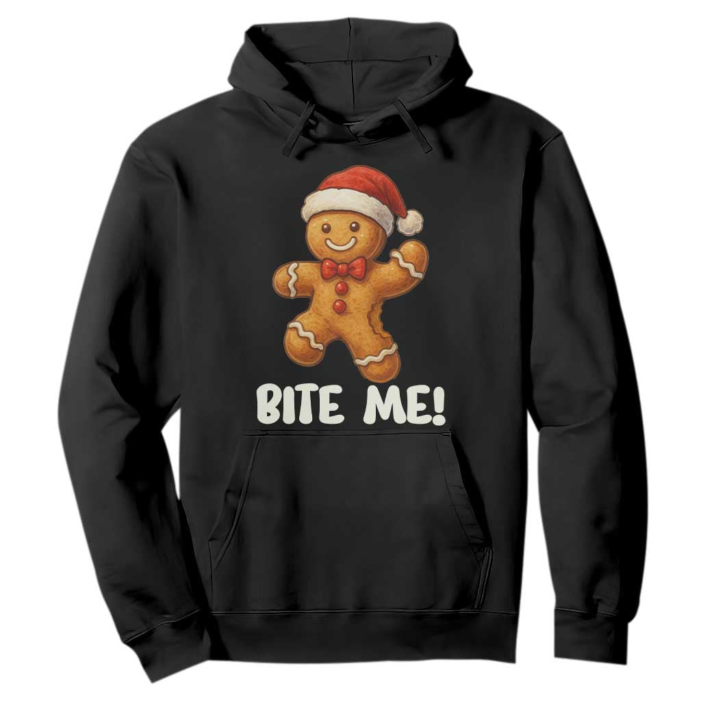 Funny Xmas Gingerbread Man Hoodie Cookie Bite Me TS10 Black Print Your Wear