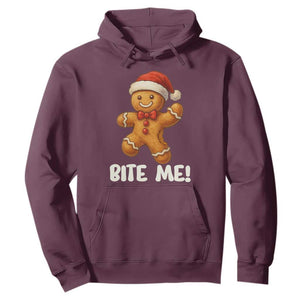 Funny Xmas Gingerbread Man Hoodie Cookie Bite Me TS10 Maroon Print Your Wear
