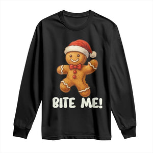 Funny Xmas Gingerbread Man Long Sleeve Shirt Cookie Bite Me TS10 Black Print Your Wear