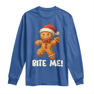 Funny Xmas Gingerbread Man Long Sleeve Shirt Cookie Bite Me TS10 Royal Blue Print Your Wear