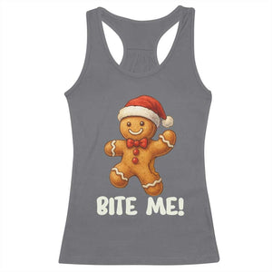 Funny Xmas Gingerbread Man Racerback Tank Top Cookie Bite Me TS10 Charcoal Print Your Wear