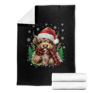 Christmas Cow Throw Blanket Funny Highland Cow Western Farmer Gift TS10 Black Print Your Wear