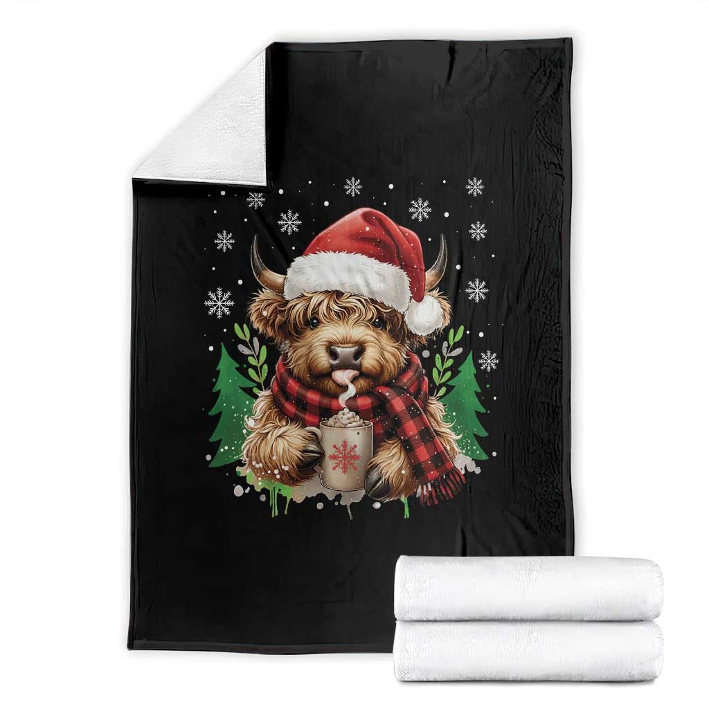 Christmas Cow Throw Blanket Funny Highland Cow Western Farmer Gift TS10 Black Print Your Wear