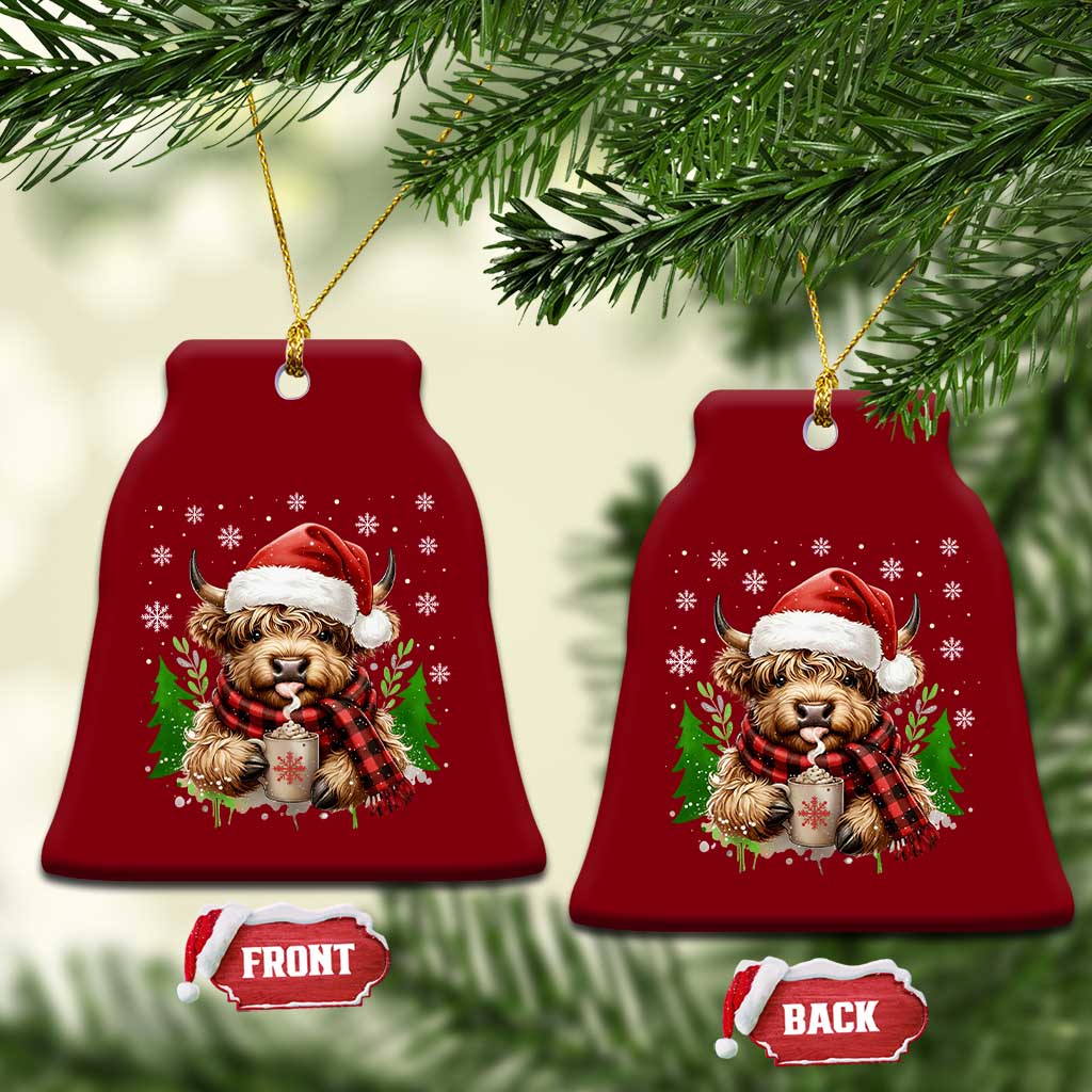 Christmas Cow Ceramic Ornament Funny Highland Cow Western Farmer Gift TS10 Print Your Wear