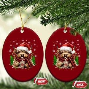 Christmas Cow Ceramic Ornament Funny Highland Cow Western Farmer Gift TS10 Print Your Wear