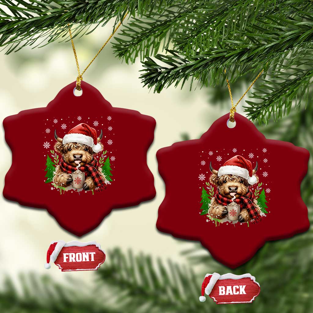Christmas Cow Ceramic Ornament Funny Highland Cow Western Farmer Gift TS10 Print Your Wear