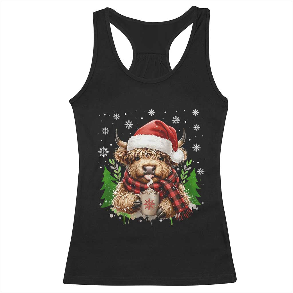 Christmas Cow Racerback Tank Top Funny Highland Cow Western Farmer Gift TS10 Black Print Your Wear