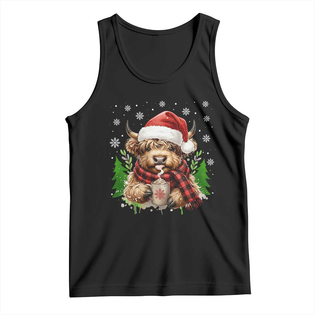 Christmas Cow Tank Top Funny Highland Cow Western Farmer Gift TS10 Black Print Your Wear