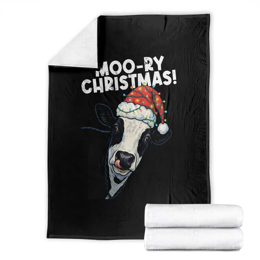 Christmas Cow Throw Blanket Funny Moo Ry Christmas Farmer Gift TS10 Black Print Your Wear
