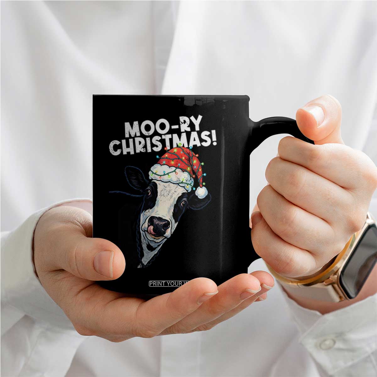 Christmas Cow Coffee Mug Funny Moo Ry Christmas Farmer Gift TS10 Print Your Wear