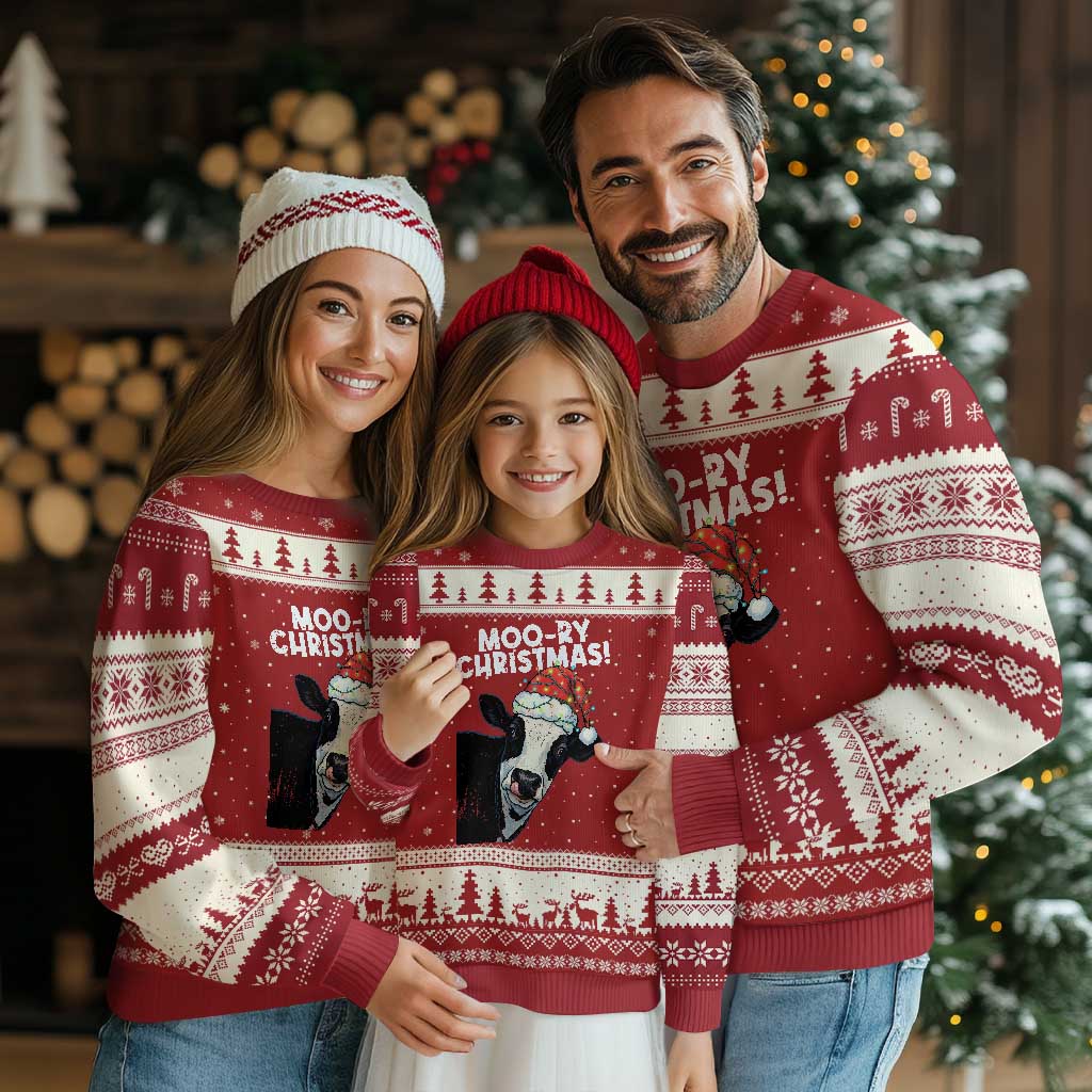Christmas Cow Ugly Christmas Sweater Funny Moo Ry Xmas Farmer Gift TS10 Red Beige Print Your Wear