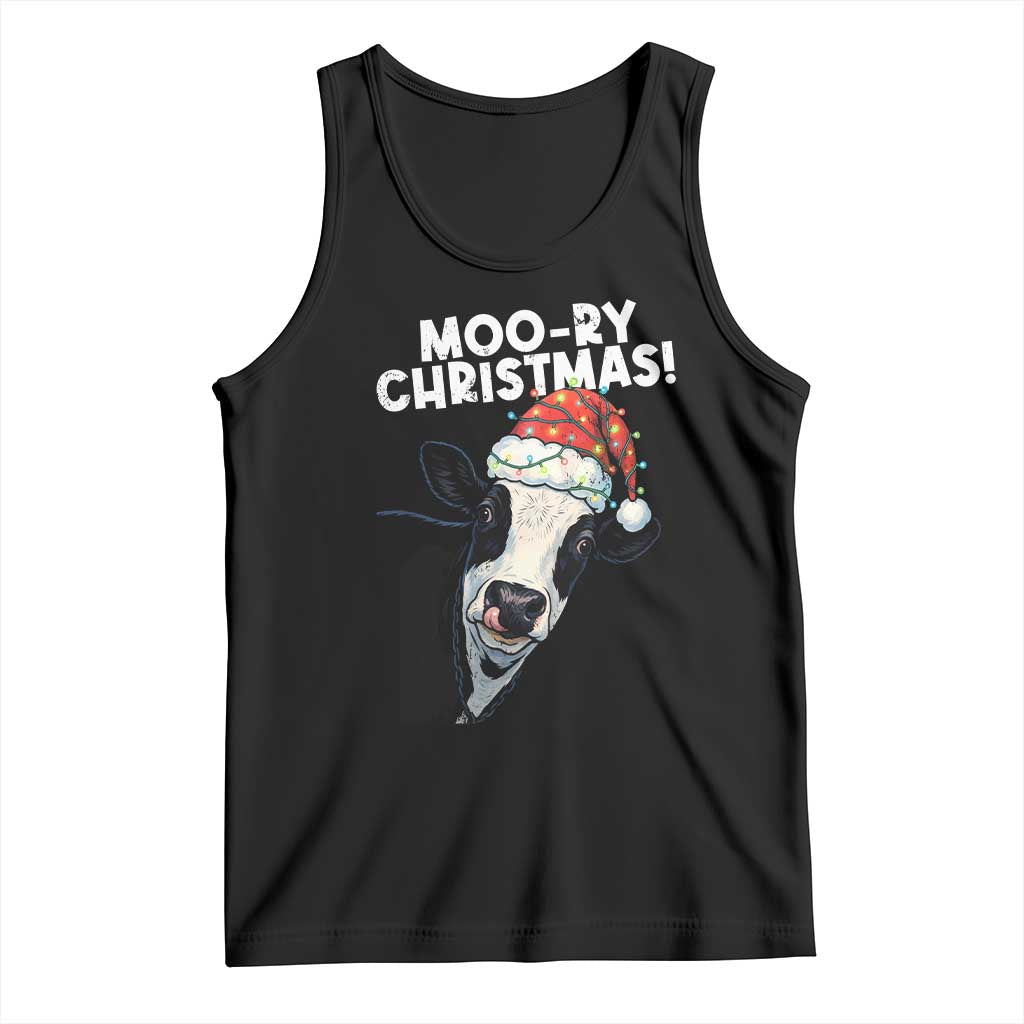 Christmas Cow Tank Top Funny Moo Ry Christmas Farmer Gift TS10 Black Print Your Wear