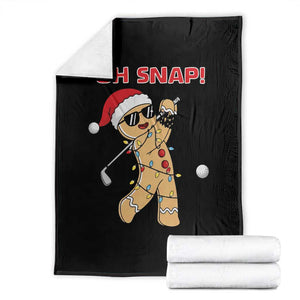 Oh Snap Gingerbreadman Golfer Throw Blanket Funny Golf Christmas Golfing Pajamas TS10 Black Print Your Wear