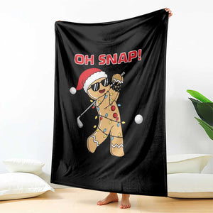 Oh Snap Gingerbreadman Golfer Throw Blanket Funny Golf Christmas Golfing Pajamas TS10 Print Your Wear