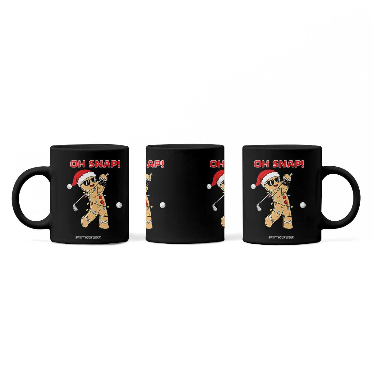 Oh Snap Gingerbreadman Golfer Coffee Mug Funny Golf Christmas Golfing Pajamas TS10 Print Your Wear
