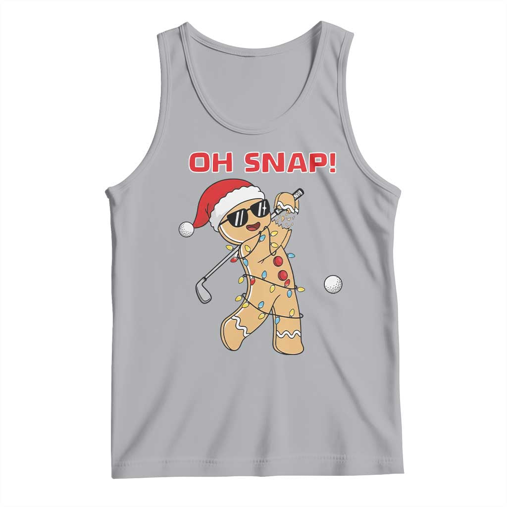 Oh Snap Gingerbreadman Golfer Tank Top Funny Golf Christmas Golfing Pajamas TS10 Athletic Heather Print Your Wear