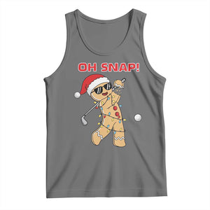 Oh Snap Gingerbreadman Golfer Tank Top Funny Golf Christmas Golfing Pajamas TS10 Black Heather Print Your Wear