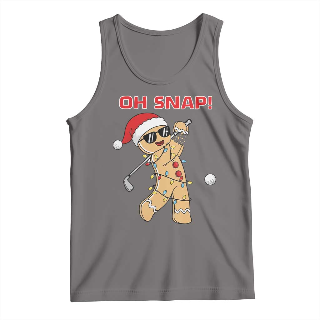 Oh Snap Gingerbreadman Golfer Tank Top Funny Golf Christmas Golfing Pajamas TS10 Deep Heather Print Your Wear