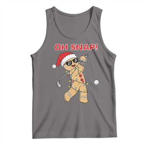 Oh Snap Gingerbreadman Golfer Tank Top Funny Golf Christmas Golfing Pajamas TS10 Deep Heather Print Your Wear